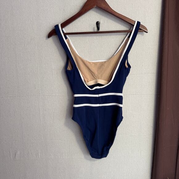 Vintage Anne Klein for Sirena Swimsuit Size 10 Navy Blue One Piece Retro Style - Picture 5 of 11